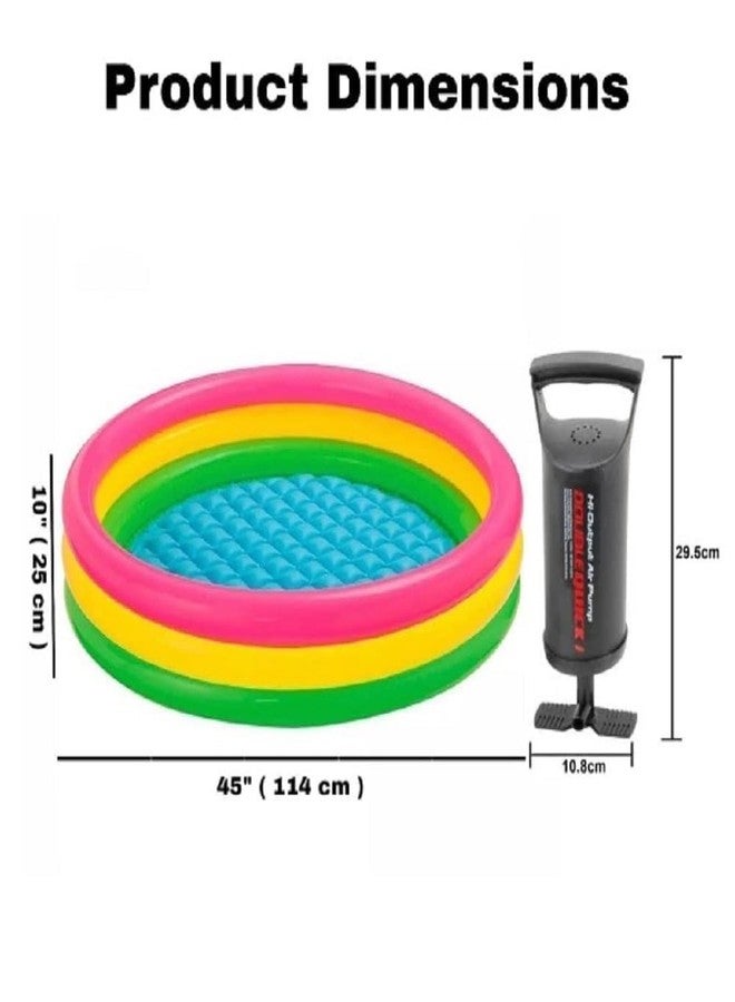 BlackZone 4 Ft Round with Pump Swimming Pool for Kids | Inflatable Sunset Glow Colourful Ring Baby Pool Portable Baby Bath tub (Multi Color) (4 FT Round with Pump) - Image 2